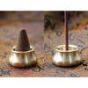 Acxico 3Pcs Mini Dual-Purpose Copper Incense Cone Stick Burner Plate Holder Censer Tower Bowl Home Decoration