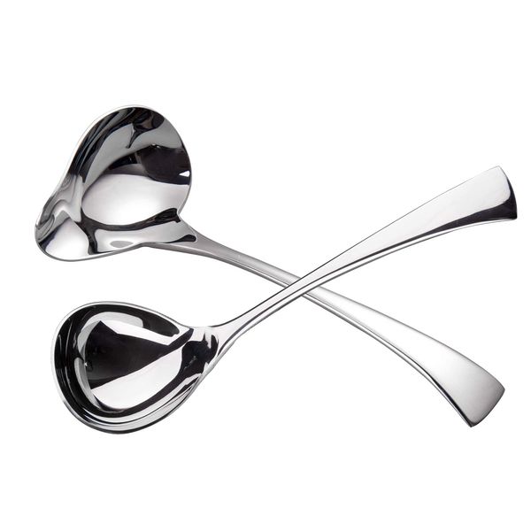 IMEEA Gravy Spoon Mini Gravy Ladle Drizzle Spoon 18/10 Stainless Steel Small Gravy Ladle Spoon for Sauce Serving, Set of 2