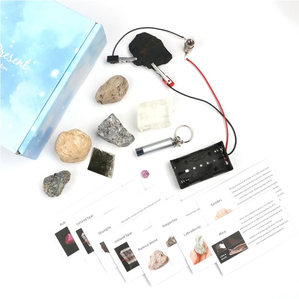 Paseisaku Gemstones and Crystals Science Kit for Kids – Includes Geoges and Ruby, Shungite, Labradorite, Mica,Yooperlite, Iceland Spar and Pumice Stone, A Educational Geology Sets for Boys and Girls