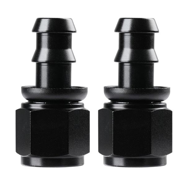 Ucreative 8AN Straight Push Lock Hose Fitting End Black 2PCS