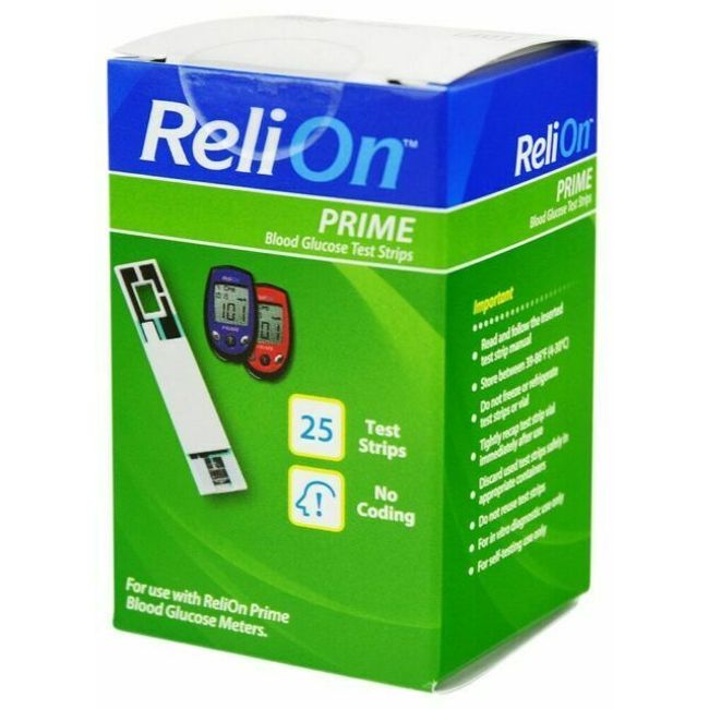 ReliOn Prime Blood Glucose Test Strips 25 Count X 2  Sealed Box Total 50 Strips