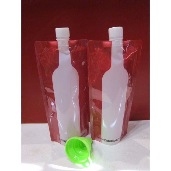 2 X Foldable Reusable Portable Wine Bottle bag 750 ml plus Foldable Funnel