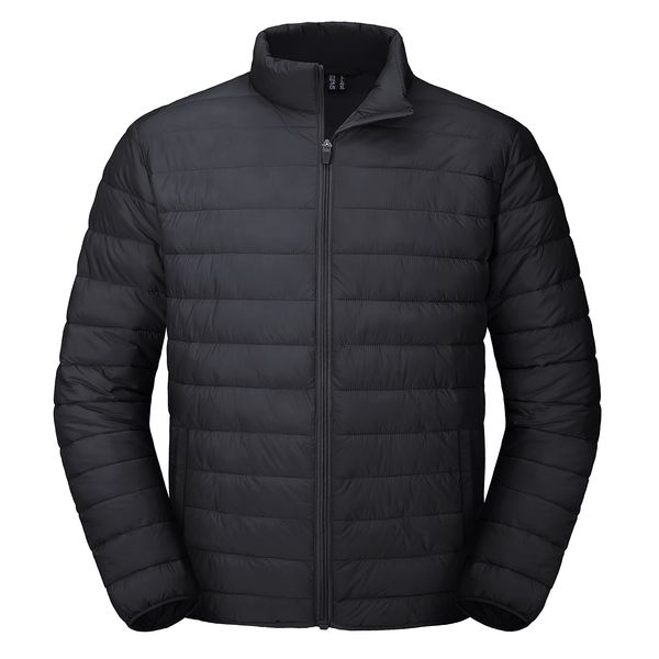 MAGCOMSEN Puffer Jacket Men Packable Down Jacket Lightweight Winter Coats Waterproof Insulated Jacket Black M