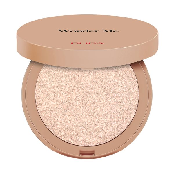 Pupa Milano Wonder Me Glow - Lightweight Makeup Powder - Face Highlighter with Ultra-Fine Pearls - Talc-Free - 101 Rose Gold - 0.264 oz