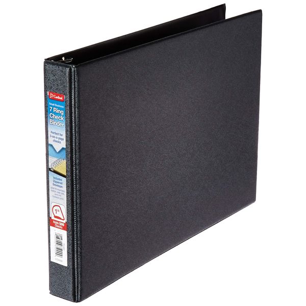 7-Ring 3-on-a-Page Business Check Book Binder - Black