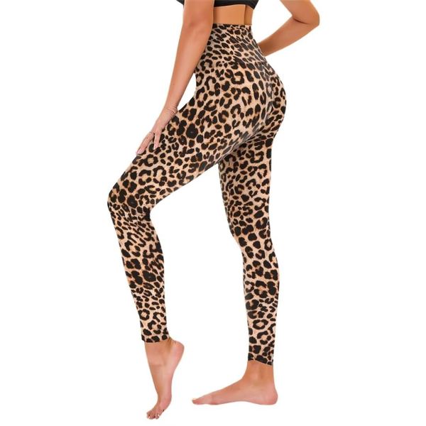 TNNZEET High Waist Leggings Damen Elastische Leggins Weiche Sporthose für Sport Gym,Leopard,L-XL