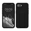 kwmobile Case Compatible with Apple iPhone 16e - Case with Hand Strap and Stand Soft TPU Silicone Coating - Black