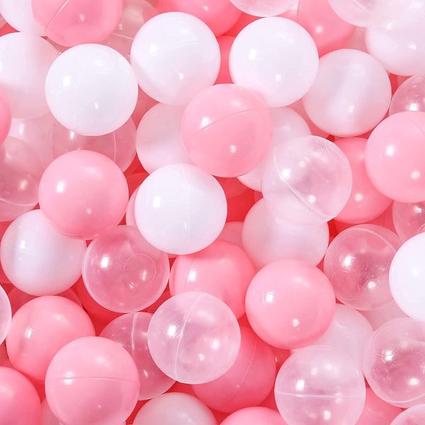 STARBOLO Ball Pit Balls for Kids - 100 Pieces Crush Proof Stress Balls BPA&Phthalate Free Non-Toxic Soft Plastic Ball for Baby Birthday Pool Play Water Toy Wedding Playpen Pit Accessories (Pink)