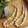2 Pieces Wood Bead Curtain Tieback Boho Curtain Tiebacks Curtain Holdbacks for Wall Curtain Ties Window Treatment Drape Tie Back with Hooks for Bedroom Wall Dining Decoration (Wood Color,2)
