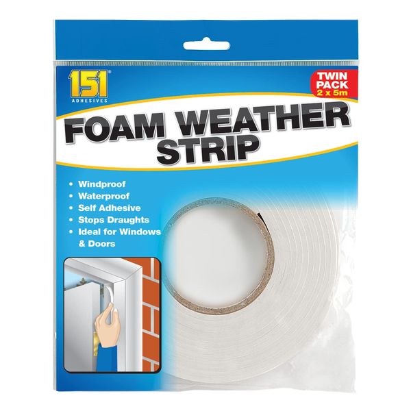 151 Adhesives Foam Weather Strip, Multi Use, Twin Pack