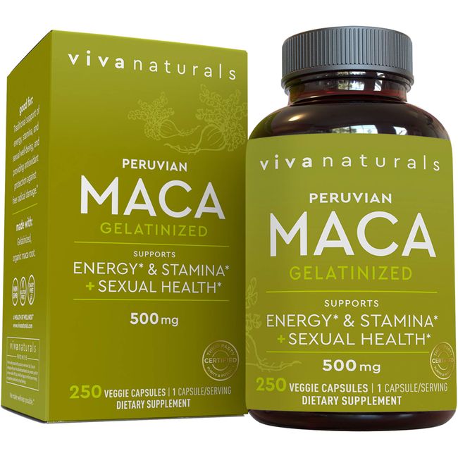 Peruvian Maca Root Supplement for Women & Men, 500mg - Traditionally Used to Support Sexual Well-Being, Stamina & Endurance - 250 Yellow Maca Root Powder Capsules, Gelatinized for Easier Digestion