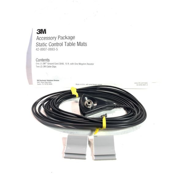3M 3048 15 ft Ground Cord Megohm resistor kit w/ snap static control mat runner