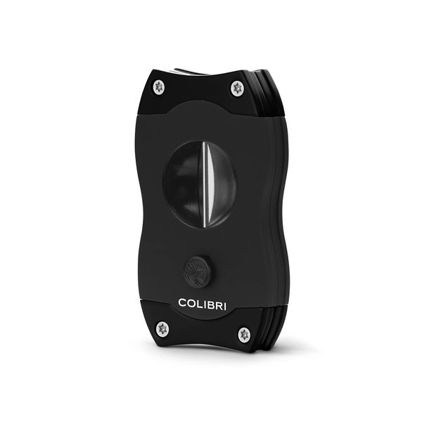 Colibri Premium V-Cut Cigar Cutter - Ergonomic Stainless Steel Spring-Loaded Blade, Ideal for up to 60+ Ring Gauge - Gift for Cigar Enthusiasts (Black)