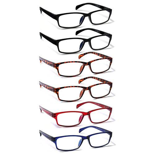 Kerecsen 6 Pack Fashion Reading Glasses for Women Men Blue Light Blocking Anti UV Readers with Spring Hinge (6 Mix Color, 2.00, multiplier_x)