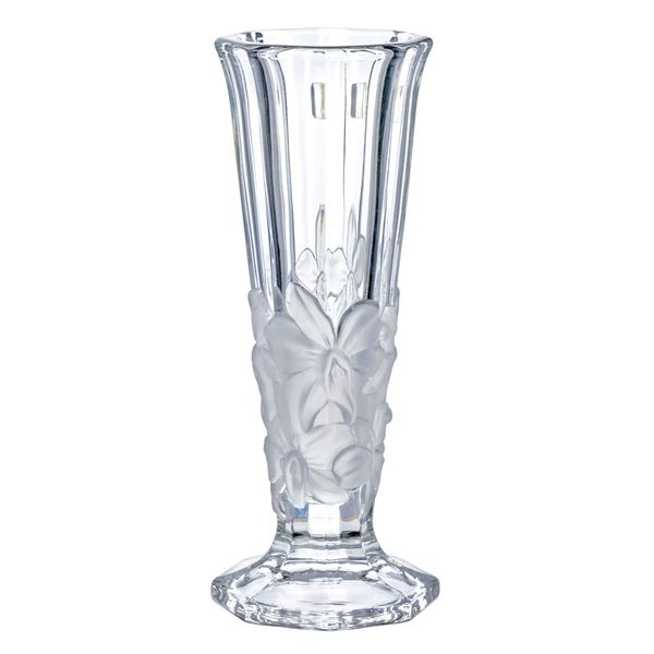 ADERIA F-70440 Flower Vase, Clear, Approx. Diameter 2.6 (Diameter 2.6) x Height 6.9 inches (6.6 cm), Height 6.9 inches (17.5 cm), Crystal Orchid Pattern, Single Vase