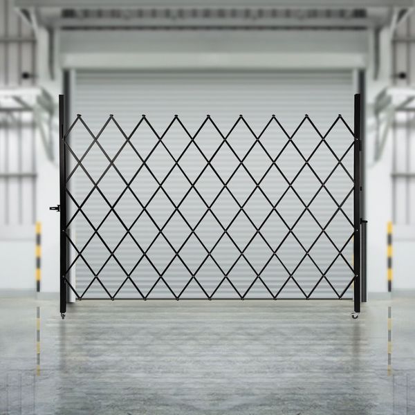 7.22ftH x 7.5ftW Folding Door Gate Iron+Aluminum Alloy Accordion Security Gate