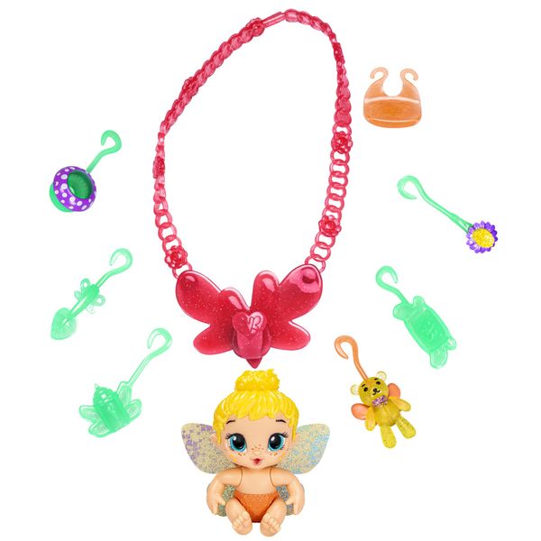 Baby Alive Glo Pixies Minis Carry ‘n Care Necklace, Sweetie Sunshine, 3.75-Inch Pixie Doll Toy with Doll Carrier and Nurturing Charm Necklace