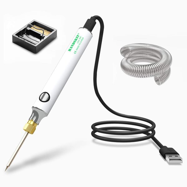 Soldering Iron Kit, HANDSKIT 8W Soldering Iron Welding Tools with Adjustable Temperature 300-450°C Soldering Kit with Solder Stand, Solder Wire