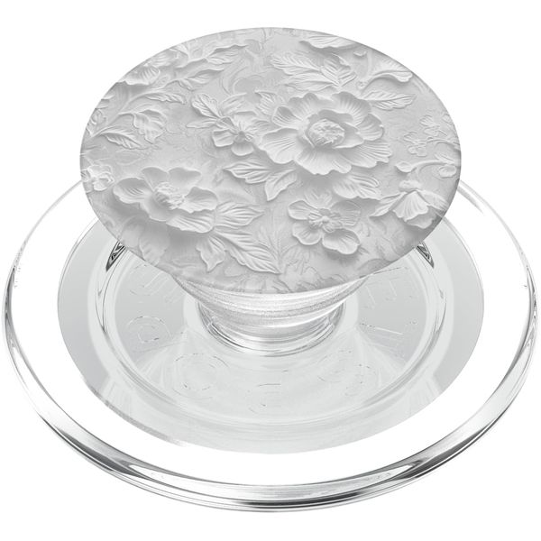 White Floral PopSockets PopGrip for MagSafe