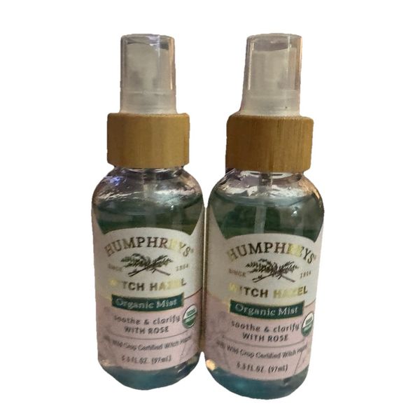 Two (2) Witch Hazel, Organic Mist with Rose 3.3 fl oz Mild Crop Certified