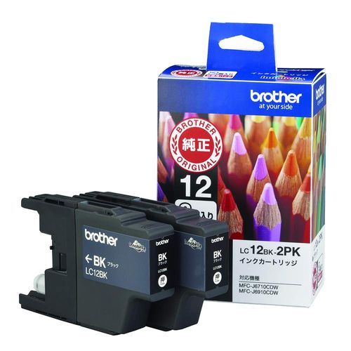 ブラザー工業 【brother純正】インクカートリッジブラック2個パック LC12BK-2PK 対応型番:MFC-J6710CDW、MFC-J710D、DCP-J940N、DCP-J540N 他