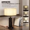 HYMELA Table Lamp Dimmable Bronze Finish Touch Control USB Port Nightstand Light