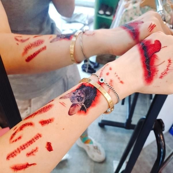 High quality Halloween scar tattoo stickers 6 types tattoo tattoo henna