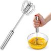 Stainless Steel Eggbeater,Egg Scrambler,Hand Mixer, Rotating Semi-Automatic E...