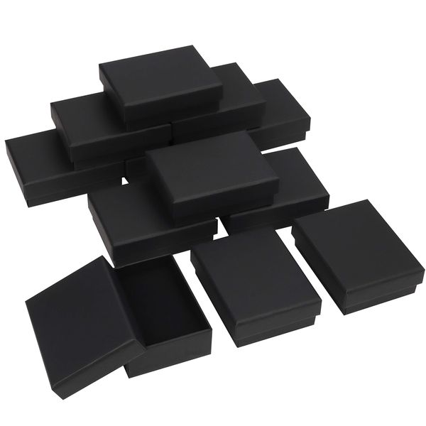 Kurtzy Black Jewellery Gift Box Set (12 Pack) - Small Gift Boxes for Jewellery - Empty Ring Boxes - 9x7x3cm/3.5x2.7x1.1 Inch Necklace/Bracelet Boxes