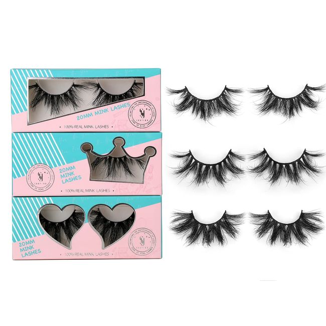 SY LASHES 25mm Mink Lashes 3D Real Mink Eyelashes Fluffy Dramatic False  Eyelashes 6D Wispy Long Thick Handmade Luxury Volume Strip Eye Lashes (3  Pairs Doll Honey Queen) 3Pairs 25mm