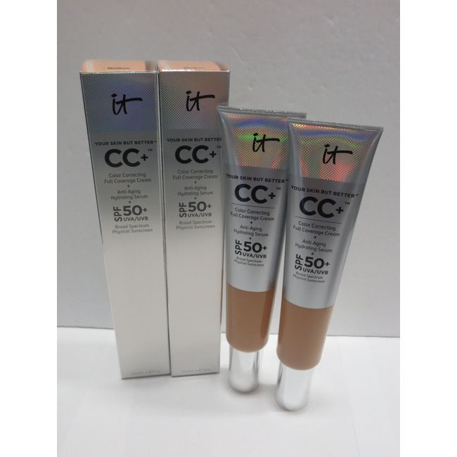 IT COSMETICS YOUR SKIN BUT BETTER CC+ CORRECTING CREAM MEDIUM 2.53 OZ *2 PC LOT*