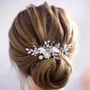 Unicra Bride Wedding Hair Comb Silver Flower Headpiece Combs Pearl Crystal Hair Accessories for Women and Girls