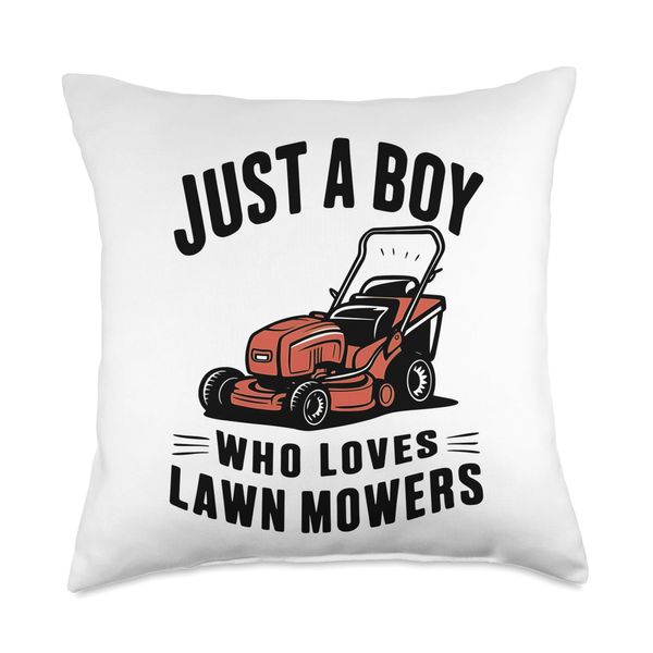 Just A Boy Who Loves Lawn Mowers Throw Pillow