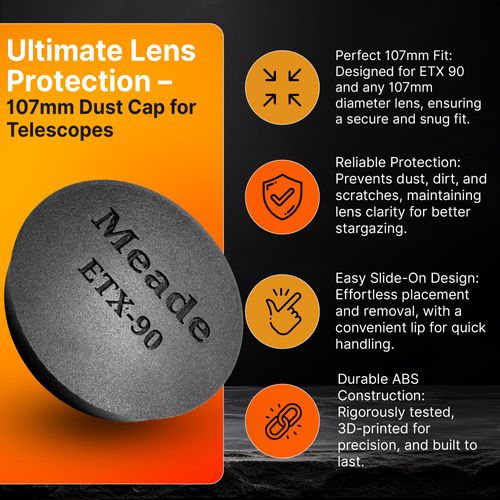 SplashNColor Dust Cap for Meade ETX 90 Telescope – 107mm Slide-On Lens Cover Fits Any 107mm Diameter Lens – Durable Dust Cover Cap for Telescope Lenses – Lens Protector Keeps Lens Clean and Protected
