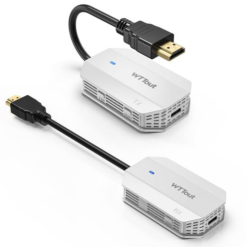 Wireless HDMI Transmitter and Receiver, HDMI Extender 165FT Long Range,Plug and Play, Support 2.4/5GHz for Streaming Video/Audio to TV/Monitor/Projector from PC/Camera/Laptop(White)