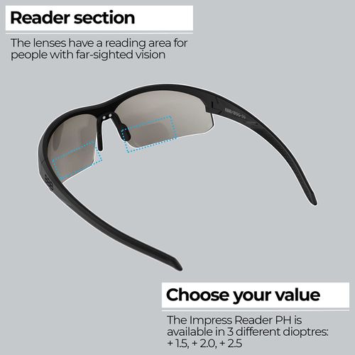 BBB Cycling Bicycle, Mountain Bike Sports Goggles Dioptrical Value +1,5, Impress Reader Polycarbonate, BSG-59PH, Matt Black