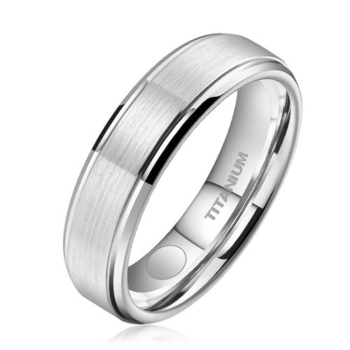 JEROOT Titanium Magnetic Rings, Magnetic Ring Men Women, Magnetic Rings for Men Women Therapeutic Magnetic Ring Polished Lifestyle Ring Strong Magnet (3500 Gauss), 67.2 (21.4), Titanium