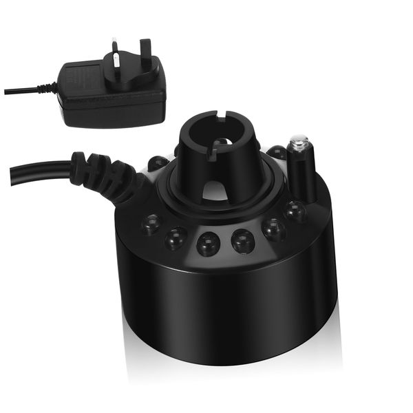 SEWOART Mini Fog Machine with LED Lights Submersible Mist Maker for Garden Fogger with Uk Plug Indoor and Outdoor Use Decorations and Water Features