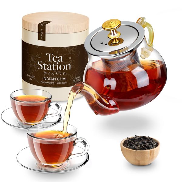 Glass Teapot, Withstand Temperature from -20 ℃ to 180℃, 400ml teapot with Food-Grade Stainless Strainer, Placed on stovetop, Mirowave or Dishwasher 100% Hand Crafted Teapot, Glass Teapot