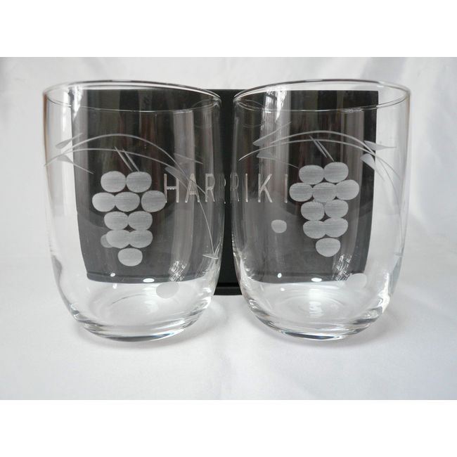 Kokoro Glasses, Tumbler, Clear, 11.8 fl oz (340 ml), Pair of Free Glass Set, Japanese Kiriko Edo Kigyoku Grape, Glass Set, Gift, 2 Pieces, Stylish, Highball, Sake, Cold Sake, Shochu