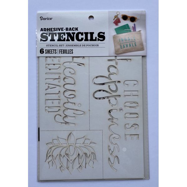 WELLNESS Paper Stencils with Adhesive Back, 6 Assorted Sheets, 6 x 8, NEW