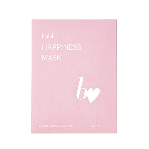 b idol Happiness Mask, R, 5-piece Set, Face Mask, Luxury Care, Moisturizing, Lustrous, Moisturizing, Plenty of Essence, Plant Material