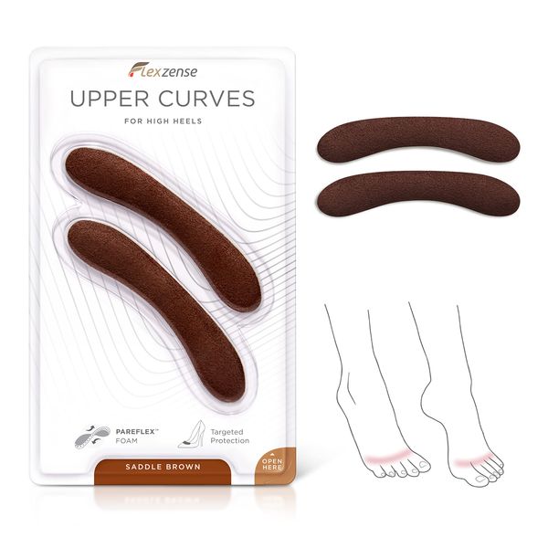 FLEXZENSE Upper Curves | Relieve Pain from Upper Lining of High Heels | 1 Pair (Saddle Brown)