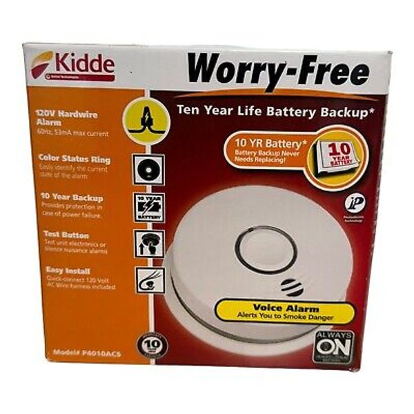 Kidde Hardwired Smoke Detector with Voice Alarm 10 Year Battery Backup P4010ACS