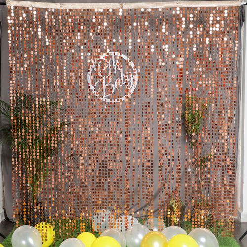 Desi Favors Copper Decorative Curtain | Aesthetic Beaded Curtains Doorways | Hanging Room Separators Divider, Party Backdrop, Christmas, Hippe Gothic Decor | 6x2.7 Ft (Pack of 1)