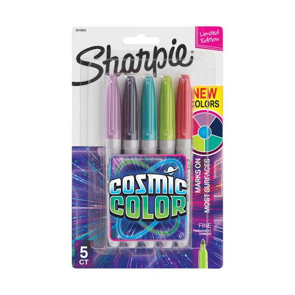 Sharpie Permanent Markers, Fine Point, Cosmic Color, Limited Edition, 5 Count