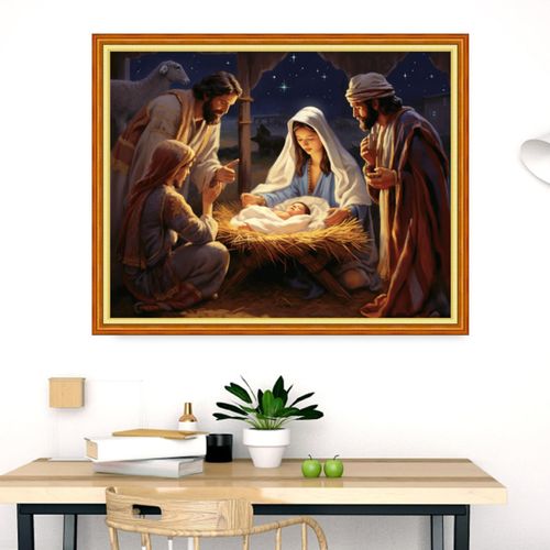 Dimensean Stamped Cross Stitch Kits Full Range of Embroidery Patterns Starter Kits for Beginners Adult or Kids DIY Cross Stitches Needlepoint Kits 11CT-Nativity 16x20 inch