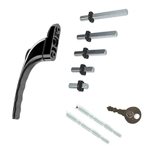 Black - UPVC Universal Inline Espag Lockable Window Handle Smart Spindle