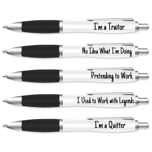 llanochslif 5-Pack Funny Pen Set for Work Colleagues - Funny Leaving Gifts - Funny Pen Set for Colleagues - New Job Gifts for Men - New Job Gifts for Women - Funny Work Pens - Novelty Office Gifts