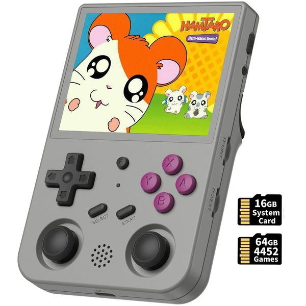 RG353VS Retro Handheld Game Console with Linux System RK3566 Chips 3.5 Inch IPS Screen with 64G TF Card 4452 Games Support 5G WiFi 4.2 Bluetooth(RG353VS-Gray)